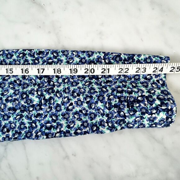 Talbots Ink Blue Purple Green Floral Print Long Sleeve Blouse - Women's 14 - Picture 10 of 11